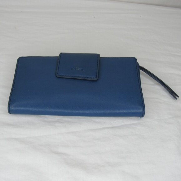 Fossil Blue Leather Clutch Wallet Card - Picture 7 of 7